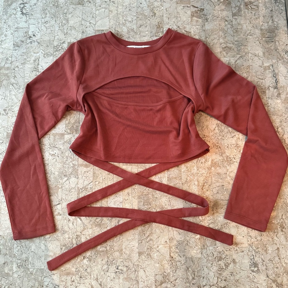 Rust Long Sleeve Wrap Top